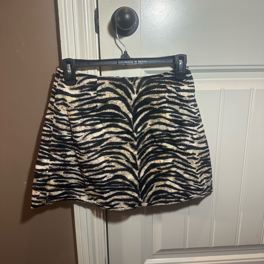Motel Rocks Black and White Animal Print Mini Skirt